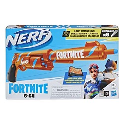 Hasbro - Blaster Nerf Fortnite 6-SH - Colorazione Camo Pulse, caricamento con percussore, caricatore a tamburo da 6 dardi, inclu