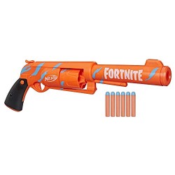 Hasbro - Blaster Nerf Fortnite 6-SH - Colorazione Camo Pulse, caricamento con percussore, caricatore a tamburo da 6 dardi, inclu