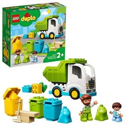 LEGO DUPLO Town Camion della Spazzatura e Riciclaggio, Giocattoli Educativi per Bambini di 2 Anni con 2 Minifigure, 10945