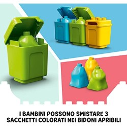 LEGO DUPLO Town Camion della Spazzatura e Riciclaggio, Giocattoli Educativi per Bambini di 2 Anni con 2 Minifigure, 10945