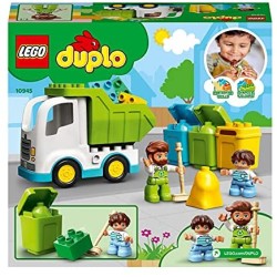 LEGO DUPLO Town Camion della Spazzatura e Riciclaggio, Giocattoli Educativi per Bambini di 2 Anni con 2 Minifigure, 10945