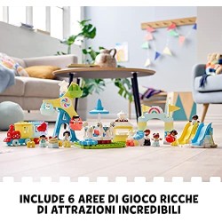 LEGO DUPLO Town Parco dei Divertimenti, Giocattoli per Bambini di 2 Anni, Parco Giochi con 7 Minifigure e Accessori, 10956