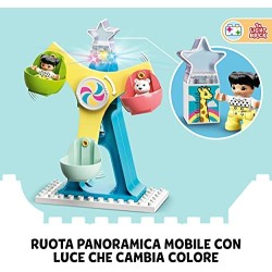 LEGO DUPLO Town Parco dei Divertimenti, Giocattoli per Bambini di 2 Anni, Parco Giochi con 7 Minifigure e Accessori, 10956