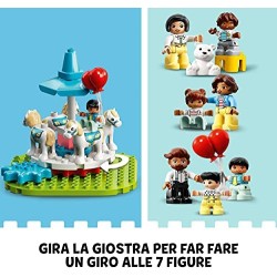 LEGO DUPLO Town Parco dei Divertimenti, Giocattoli per Bambini di 2 Anni, Parco Giochi con 7 Minifigure e Accessori, 10956