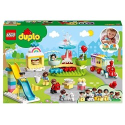 LEGO DUPLO Town Parco dei Divertimenti, Giocattoli per Bambini di 2 Anni, Parco Giochi con 7 Minifigure e Accessori, 10956