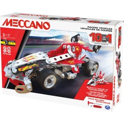 Spin Master - MECCANO Multimodello da 10, kit di costruzioni, Veicoli da Gara, 225 pezzi - dagli 8 anni, SP6060104