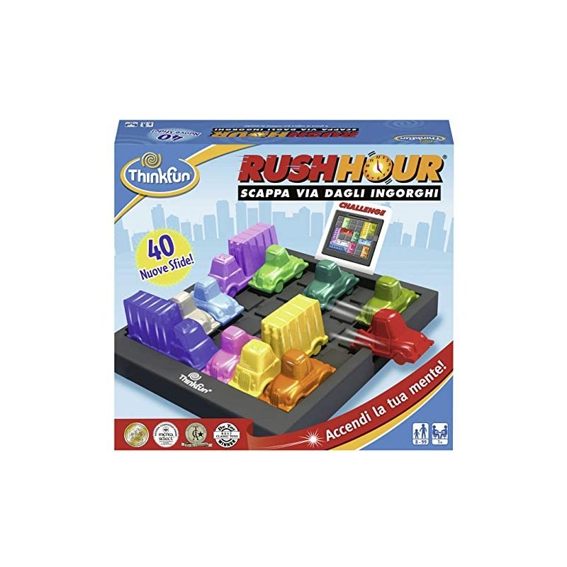 ThinkFun Rush Hour, Gioco di Logica, per 1+ Giocatori, Età 8+ (Versione Italiana), 76300