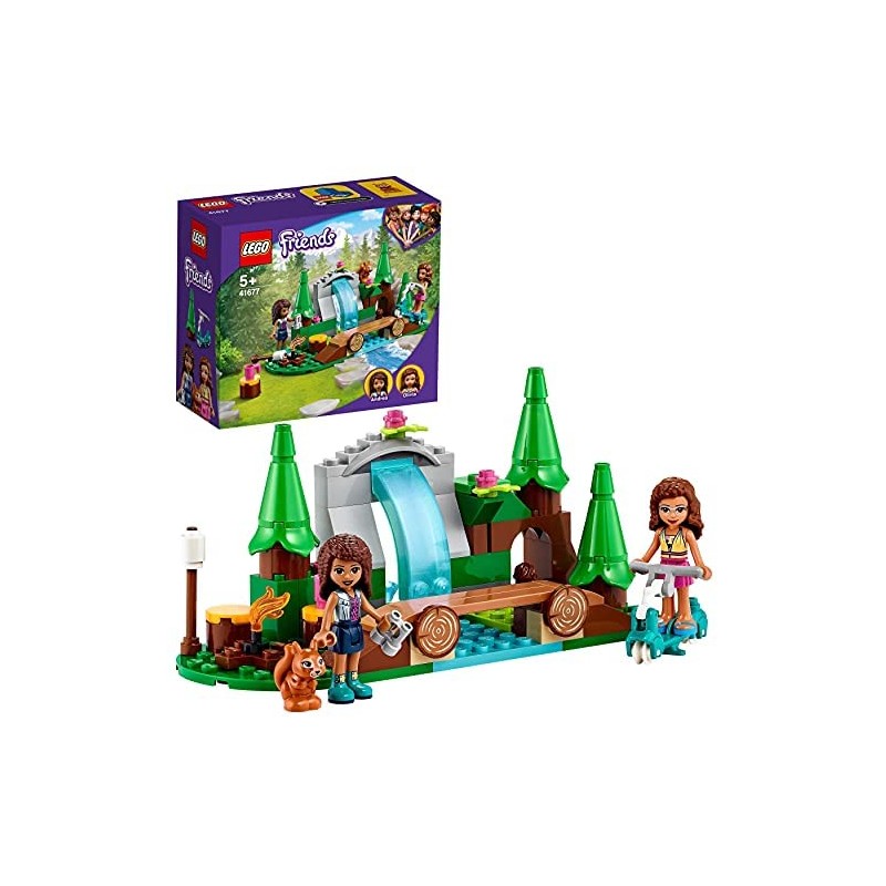 LEGO Friends La Cascata nel Bosco, Set di Costruzioni per Bambini di 5 Anni con le Mini Bamboline di Andrea e Olivia, 41677