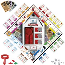 Hasbro - Monopoly - Niente è Come Sembra, Gioco da Tavolo per Famiglie, età 8+, con la Lente di Ingrandimento di Mr. Monopoly, F