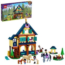 LEGO Friends Il Centro Equestre nel Bosco, Scuderia dei Cavalli Giocattolo per Bambini di 7 Anni con 2 Mini Bamboline, 41683