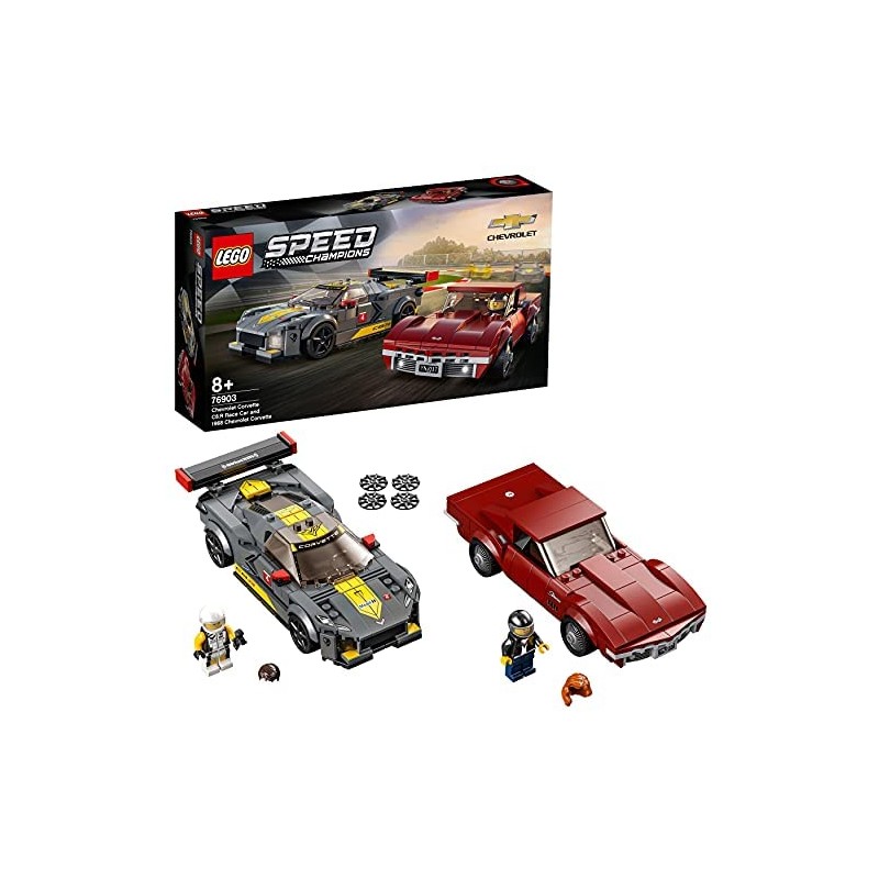 LEGO Speed Champions Chevrolet Corvette C8.R e 1968 Chevrolet Corvette, 2 Modelli di Macchine Giocattolo per Bambini, 76903