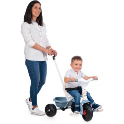 Smoby - Triciclo Be Fun azzurro, evolutivo, con struttura in metallo, asta parentale removibile, 15 mesi