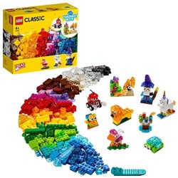 LEGO Classic Mattoncini Trasparenti Creativi, Set di Costruzioni con Animali, Giochi per Bambini 4 Anni, 11013