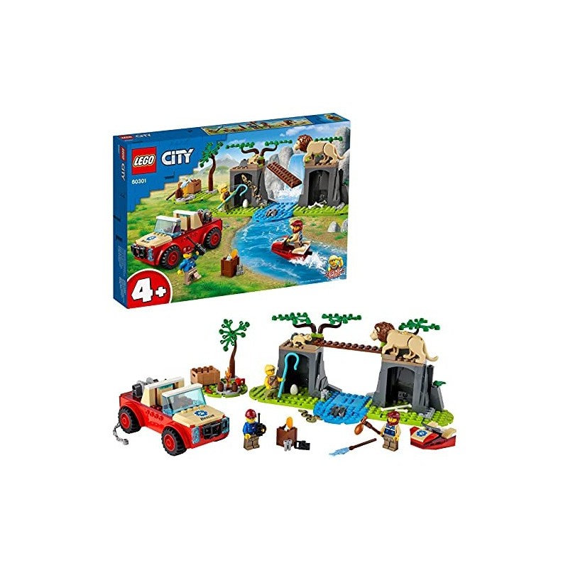 LEGO City Wildlife Fuoristrada di Soccorso Animale, Set per Bambini di 4 anni con Macchina Giocattolo e Animali, 60301