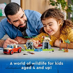 LEGO City Wildlife Fuoristrada di Soccorso Animale, Set per Bambini di 4 anni con Macchina Giocattolo e Animali, 60301