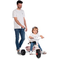 Smoby - Triciclo Be Fun Rosa, evolutivo, con struttura in metallo, asta parentale removibile, 15 mesi