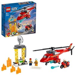 LEGO City Elicottero Antincendio con Motocicletta e Minifigure Pompiere e Pilota, 60281