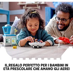 LEGO DUPLO Town Aereo e Aeroporto Giocattolo per Bambini di 2 Anni con 3 Minifigure, Aeroplano e Torre di Controllo, 10961