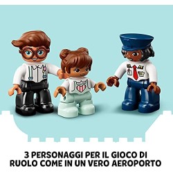 LEGO DUPLO Town Aereo e Aeroporto Giocattolo per Bambini di 2 Anni con 3 Minifigure, Aeroplano e Torre di Controllo, 10961