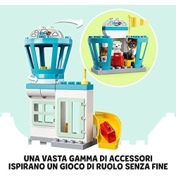 LEGO DUPLO Town Aereo e Aeroporto Giocattolo per Bambini di 2 Anni con 3 Minifigure, Aeroplano e Torre di Controllo, 10961