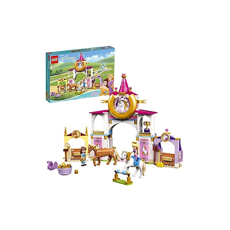 LEGO Disney Princess Le Scuderie Reali di Belle e Rapunzel, Set da Costruzione con Cavallo Giocattolo e Mini Bambole, 43195