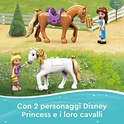 LEGO Disney Princess Le Scuderie Reali di Belle e Rapunzel, Set da Costruzione con Cavallo Giocattolo e Mini Bambole, 43195