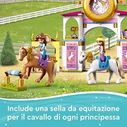 LEGO Disney Princess Le Scuderie Reali di Belle e Rapunzel, Set da Costruzione con Cavallo Giocattolo e Mini Bambole, 43195