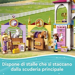 LEGO Disney Princess Le Scuderie Reali di Belle e Rapunzel, Set da Costruzione con Cavallo Giocattolo e Mini Bambole, 43195