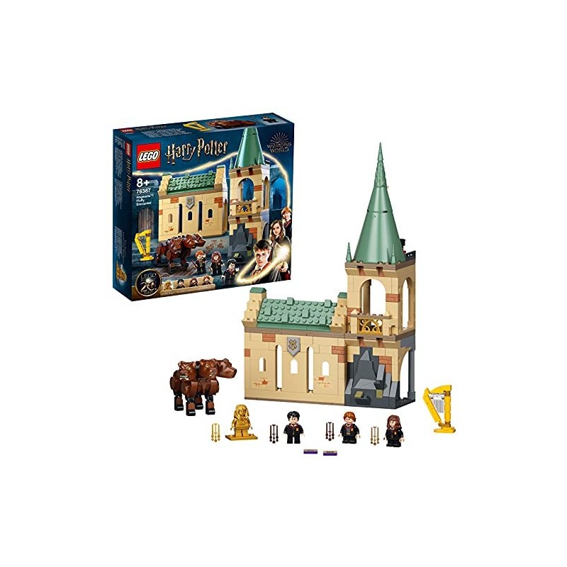 LEGO Harry Potter Hogwarts: Incontro con Fuffi, Castello Giocattolo con Cane a Tre Teste e Minifigure Oro del 20° Anniversario, 