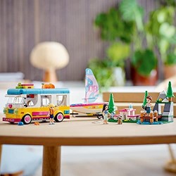 LEGO Friends Camper Van nel Bosco con Barca a Vela, Playset Giocattolo con Mini Bamboline di Stephanie, Emma ed Ethan, 41681