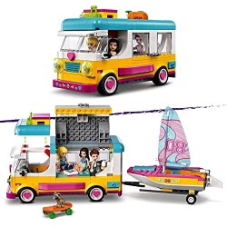 LEGO Friends Camper Van nel Bosco con Barca a Vela, Playset Giocattolo con Mini Bamboline di Stephanie, Emma ed Ethan, 41681