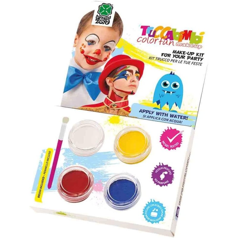 Carnival Toys - Kit trucco prof. ad acqua (clown) c/pennello in scatola, 09491