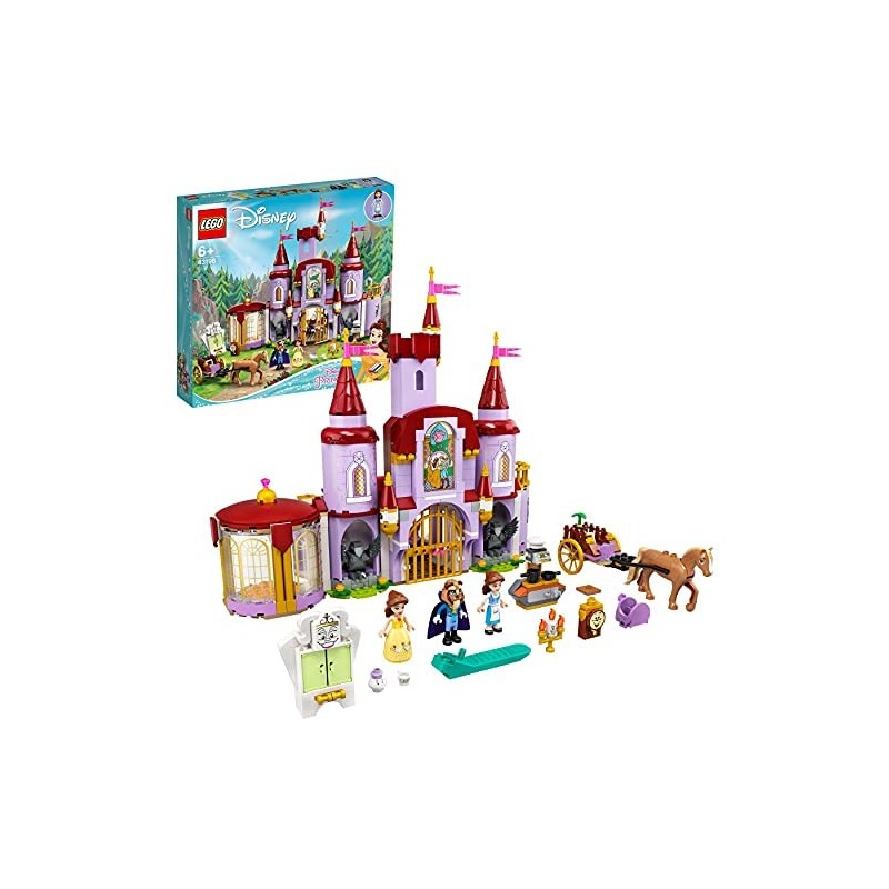 LEGO Disney Princess Il Castello di Belle e della Bestia, Set delle Principesse con 3 Mini Bamboline, 43196