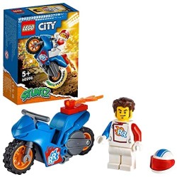 LEGO City Stuntz Stunt Bike Razzo, Set con Moto Giocattolo con Meccanismo a Spinta e Minifigura Pilota Rocket, 60298