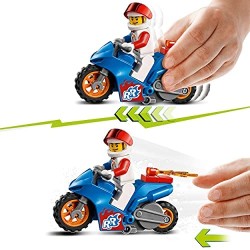 LEGO City Stuntz Stunt Bike Razzo, Set con Moto Giocattolo con Meccanismo a Spinta e Minifigura Pilota Rocket, 60298