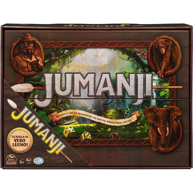 EDITRICE GIOCHI - Jumanji - Jumanji classico - Gioco da tavolo in legno - Gioco in scatola d  avventura, per adulti e bambini - 