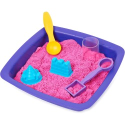 Kinetic Sand |Castello di Sabbia Shimmer | Sabbia cinetica 454gr | Sabbia Magica | Sabbia Colorata Glitterata Rosa | 3 Accessori