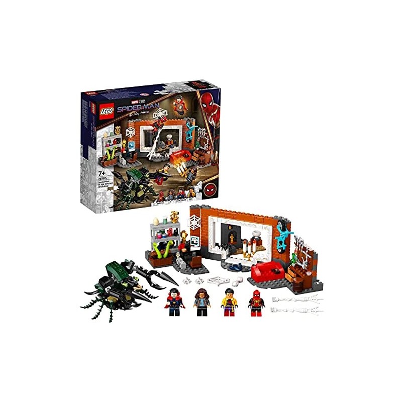 LEGO Marvel Spider-Man al laboratorio Sanctum, Giocattoli Bambini 7 Anni e Più, Minifigure Dr. Strange e Mostro Insetto, 76185