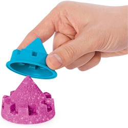 Kinetic Sand |Castello di Sabbia Shimmer | Sabbia cinetica 454gr | Sabbia Magica | Sabbia Colorata Glitterata Rosa | 3 Accessori