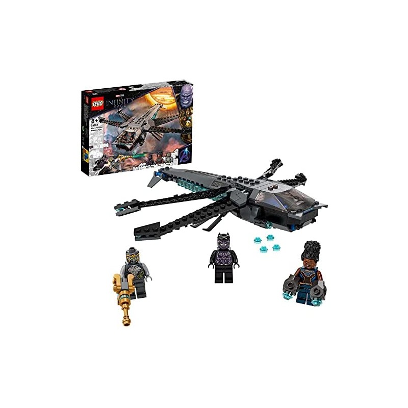 LEGO Super Heroes Il Dragone Volante di Black Panther, Giocattolo per Bambini di 8 Anni dei Supereroi Marvel Avengers, 76186