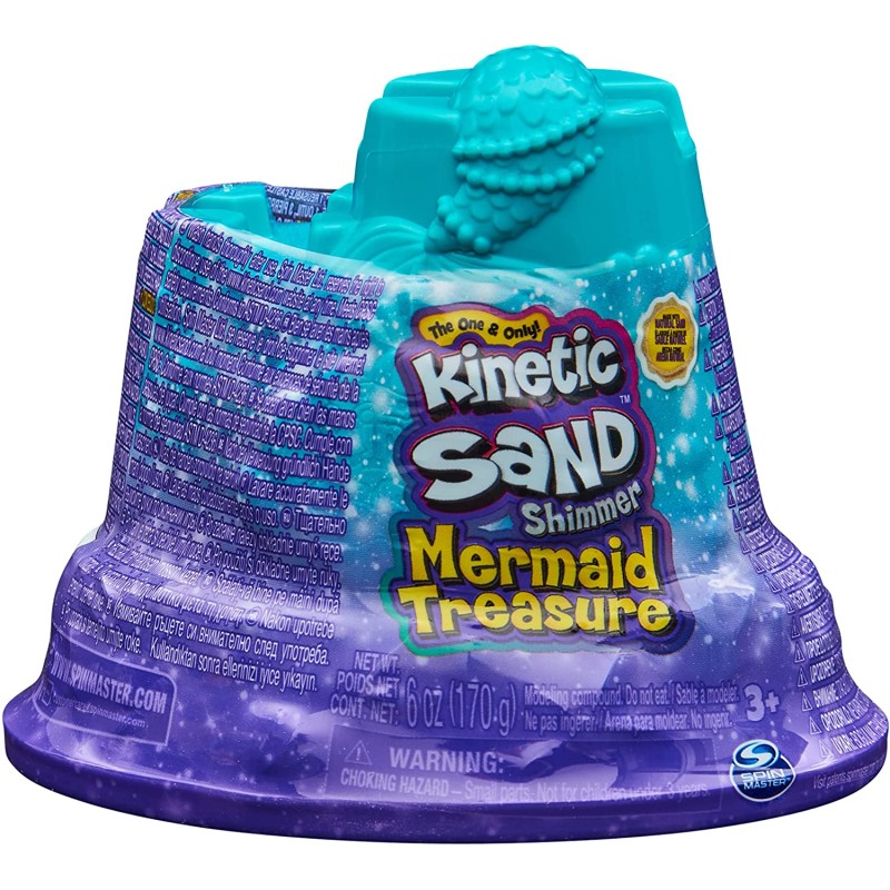 Kinetic Sand, Mini Castello Sirenetta, 170 g di Sabbia Shimmer, Sabbia Magica Viola, 1 formina, 2 Accessori e 3 Gemme Incluse - 