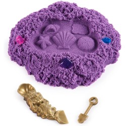 Kinetic Sand, Mini Castello Sirenetta, 170 g di Sabbia Shimmer, Sabbia Magica Viola, 1 formina, 2 Accessori e 3 Gemme Incluse - 