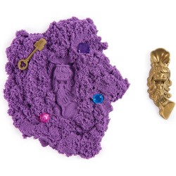 Kinetic Sand, Mini Castello Sirenetta, 170 g di Sabbia Shimmer, Sabbia Magica Viola, 1 formina, 2 Accessori e 3 Gemme Incluse - 