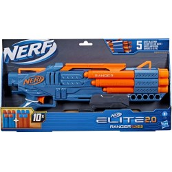 Hasbro - Nerf Elite 2.0, blaster Ranger PD-5, raffica a 5 canne, 10 dardi Nerf Elite, F4186EU40