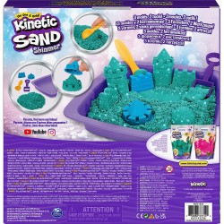 Kinetic Sand |Castello di Sabbia Shimmer | Sabbia cinetica 454gr | Sabbia Magica | Sabbia Colorata Glitterata Verde | 3 Accessor