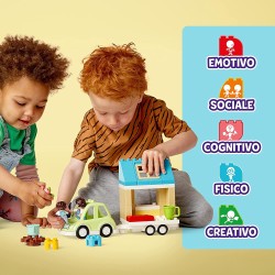 LEGO 10986 DUPLO Town Casa su Ruote, Set da Campeggio con Mattoncini Grandi e Figure, Macchina Giocattolo per Bambina e Bambino 