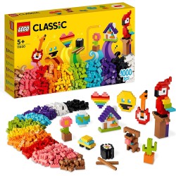 LEGO 11030 Classic Tanti Tanti Mattoncini, Set di Costruzioni con Emoji Sorridente, Pappagallo, Fiori e Altro, Regalo Creativo, 