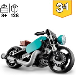 LEGO 31135 Creator Motocicletta Vintage, Set 3 in 1 con Moto Giocattolo Classica, Road Bike e Macchina Dragster