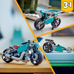 LEGO 31135 Creator Motocicletta Vintage, Set 3 in 1 con Moto Giocattolo Classica, Road Bike e Macchina Dragster