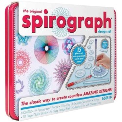 Grandi Giochi - Spirograph Scatola Metallo, Set Valigetta di Latta con 15 Accessori di precisione, età 8+, CLC12000